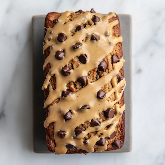 Biscoff Banana Bread with Chocolate Chips, top view