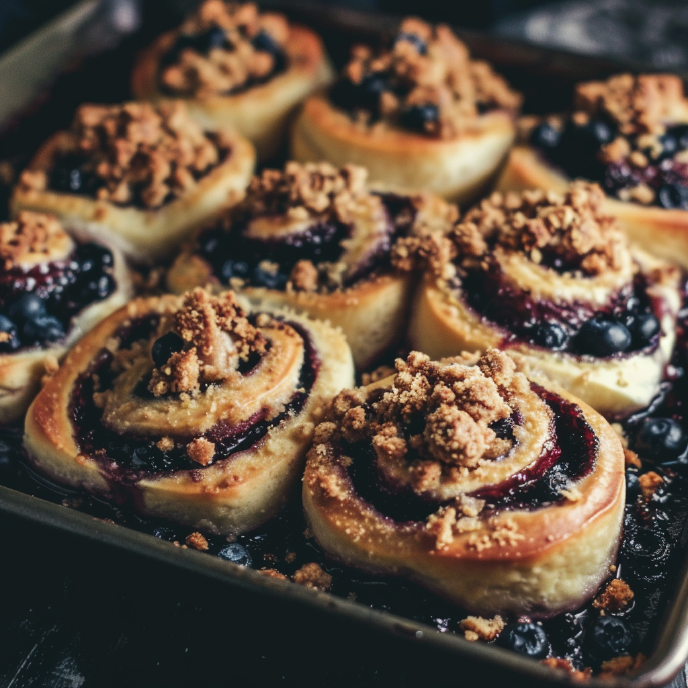 Blueberry Crumble Cinnamon Rolls