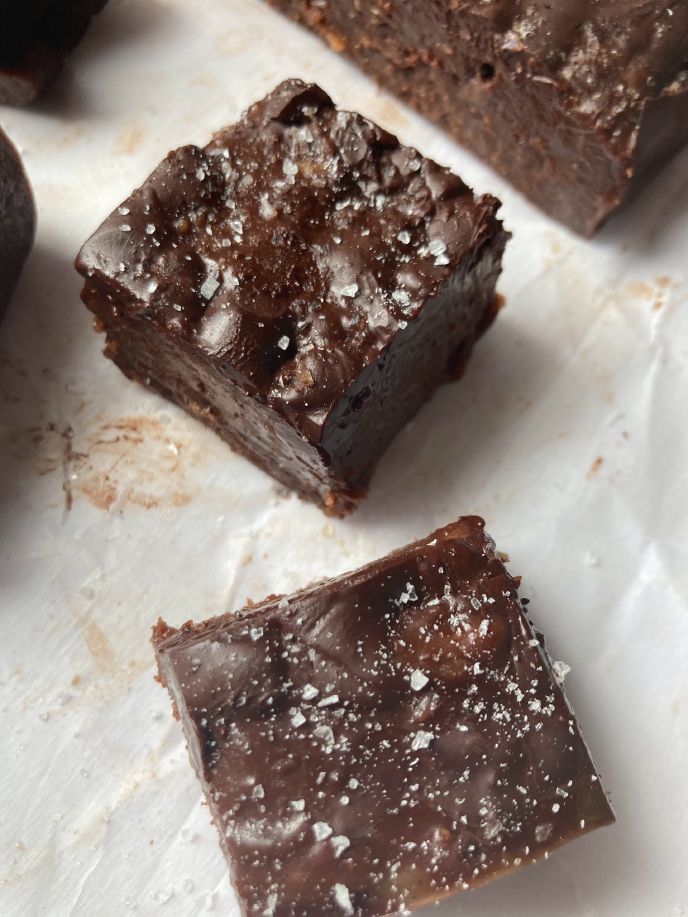 Fudge brownies with ganache and sea salt