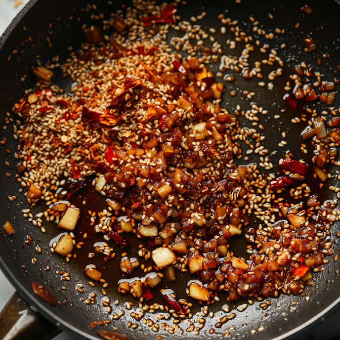 Homemade Chili Oil in a skillet