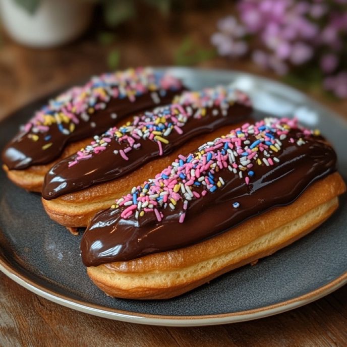 Chocolate Eclairs with Sprinkles