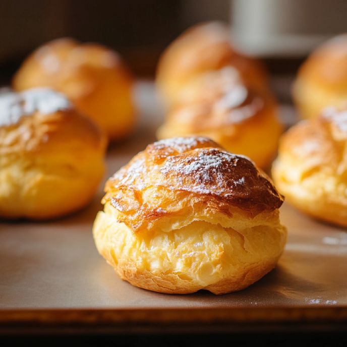 Choux Buns on a Baking Tray