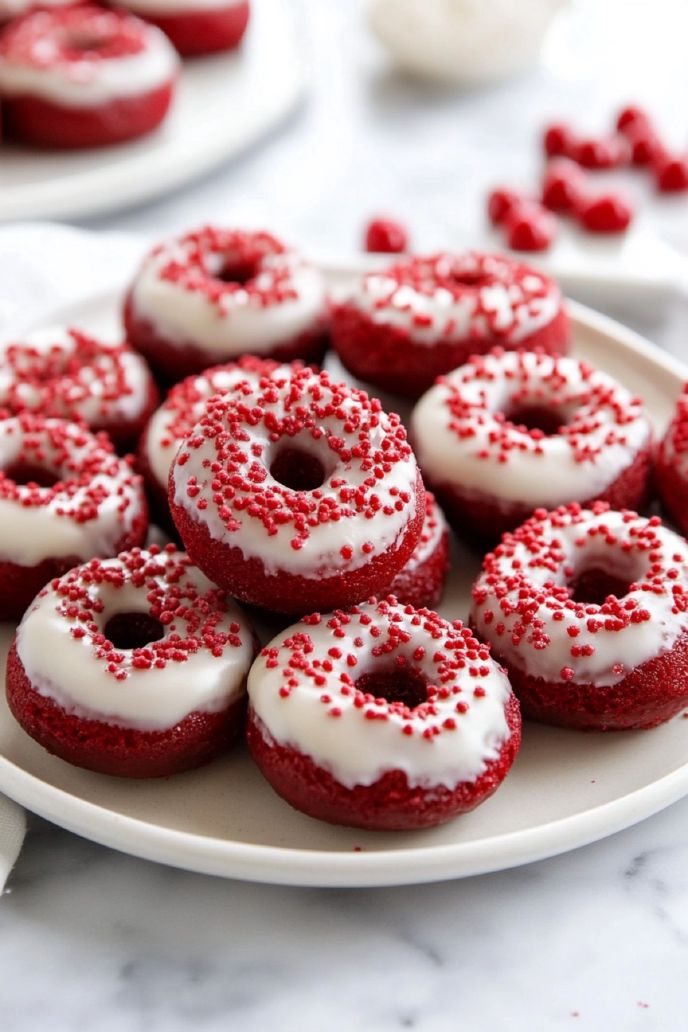 Mini Red Velvet Donuts on a PLate