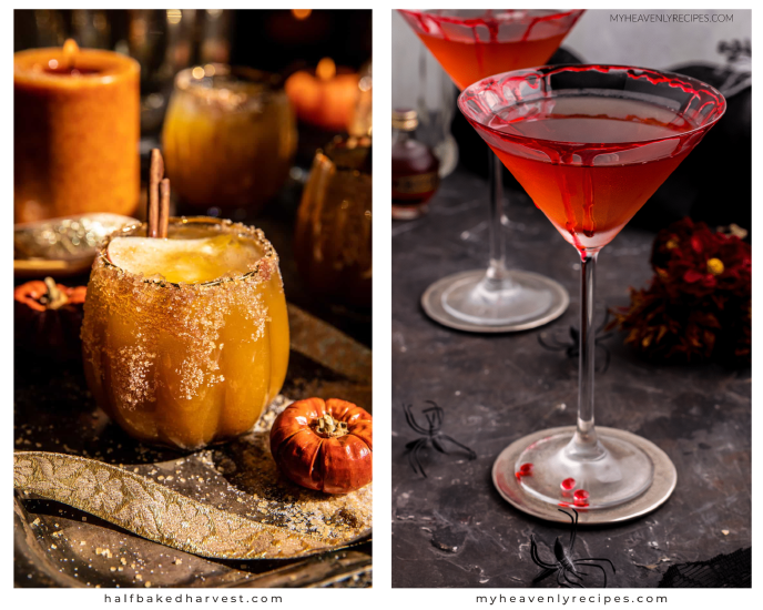 Haunted Halloween Pumpkin Margarita and a Vampire Martini