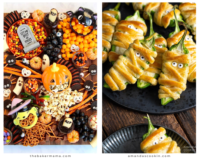 Halloween Snack Board and Jalapeno Mummies