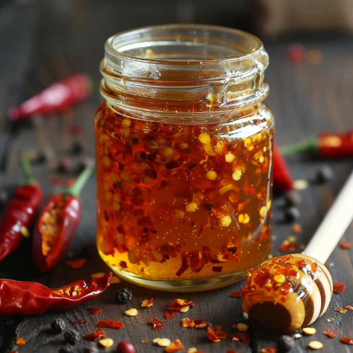 Homemade Hot Honey in a mason jar