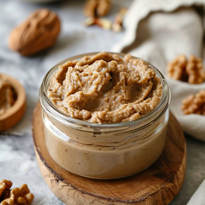 Homemade Walnut Butter in a glass jar