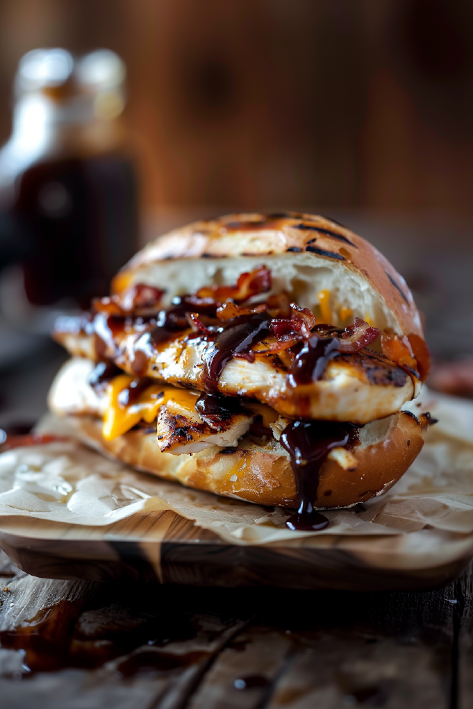 Hunters Chicken Sandwich on a chopping board