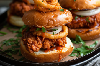 Nashville Hot Chicken Sliders with Championship Onion Rings