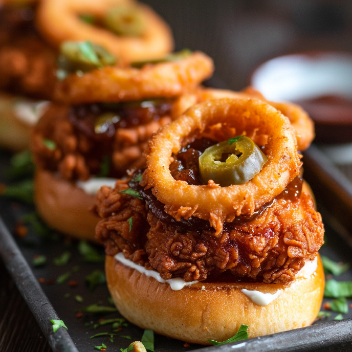 Nashville Hot Chicken Sliders with Championship Onion Rings