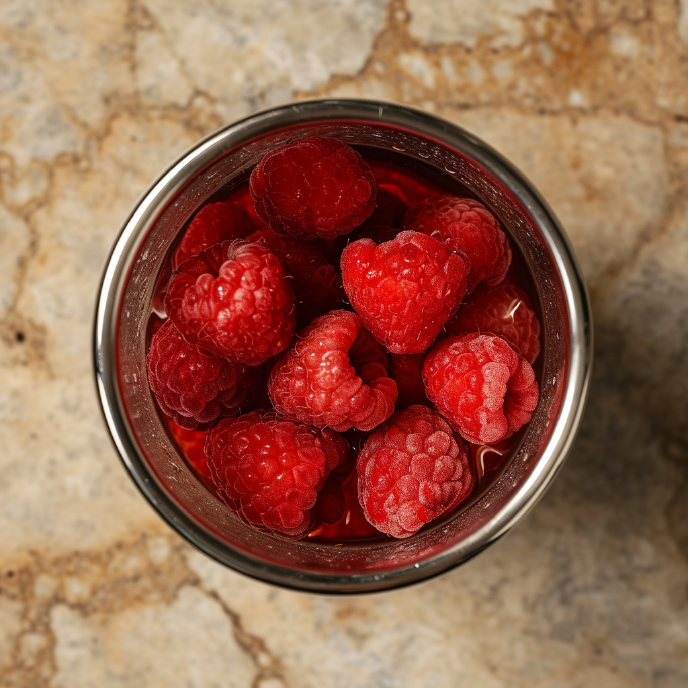 Fresh raspberries in a cocktail shaker