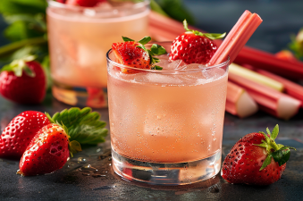 Rhubarb Strawberry Bourbon Smash