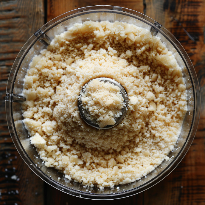 Shortbread dough in a food processor