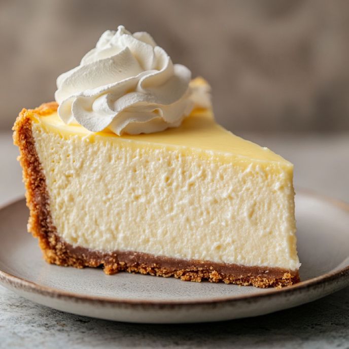 Slice of New York Style Baked Vanilla Cheesecake