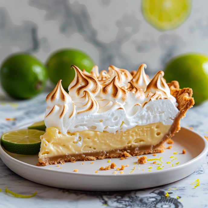 Slice of Key Lime Pie with Meringue Topping