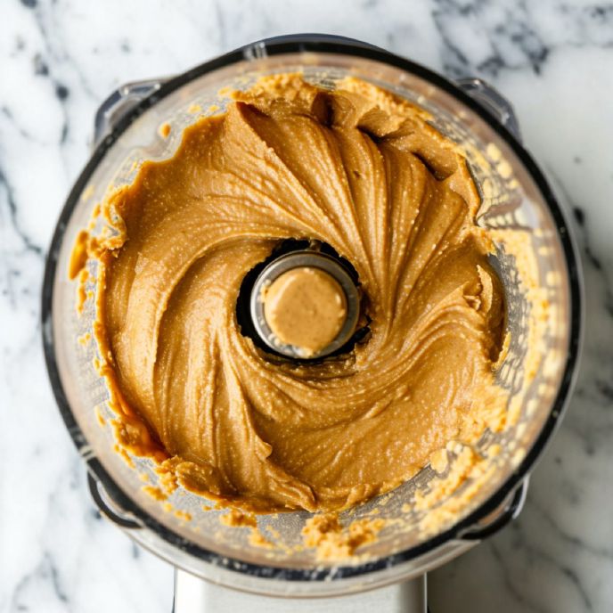 Smooth walnut butter in a food processor