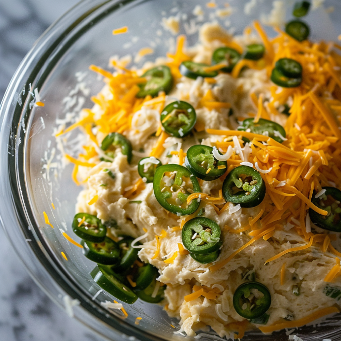 Cheese and Jalapeño Scone Dough in a Bowl