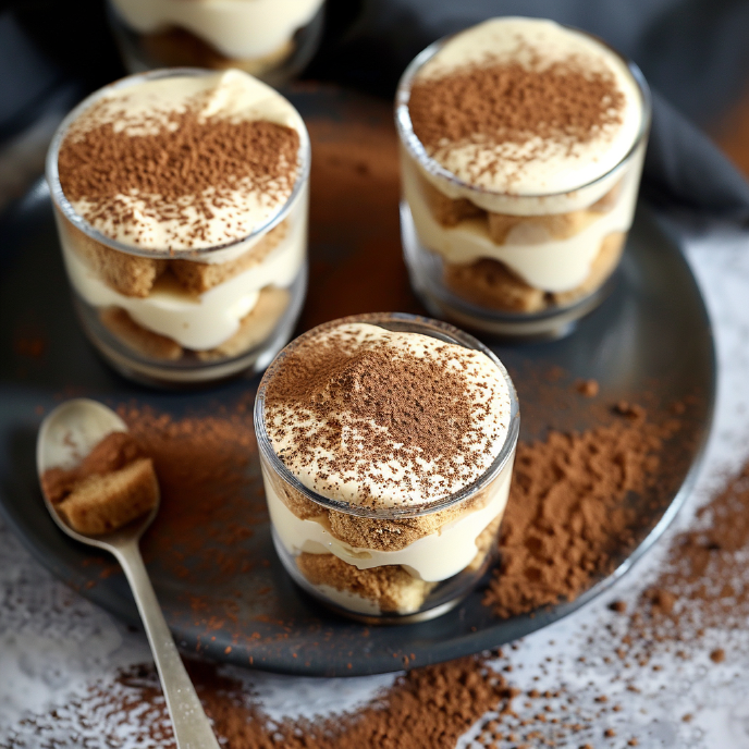 Tiramisu Dessert Cups on a tray