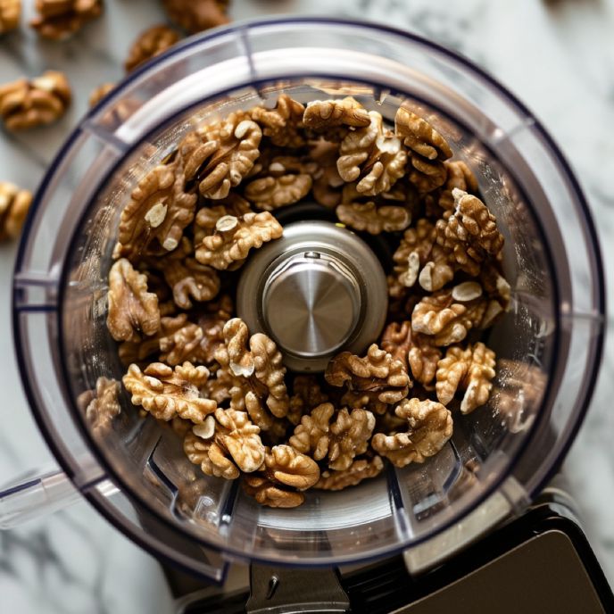 Walnuts in a food processor