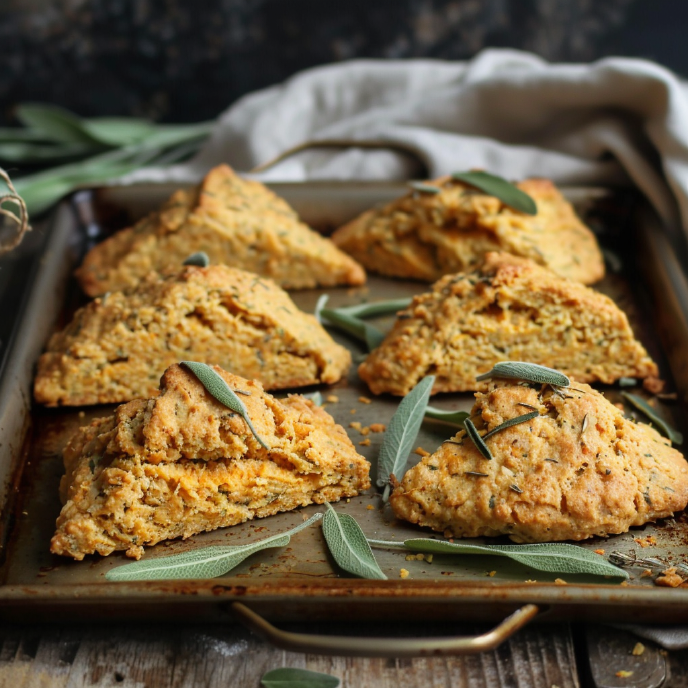 Sweet Potato and Sage Scones on a baking tray