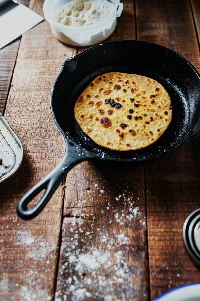 Sourdough Naan Bread in a Skillet