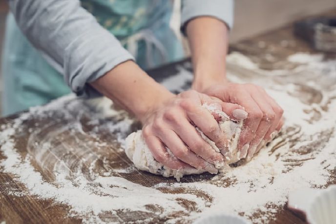 Baker making pastry